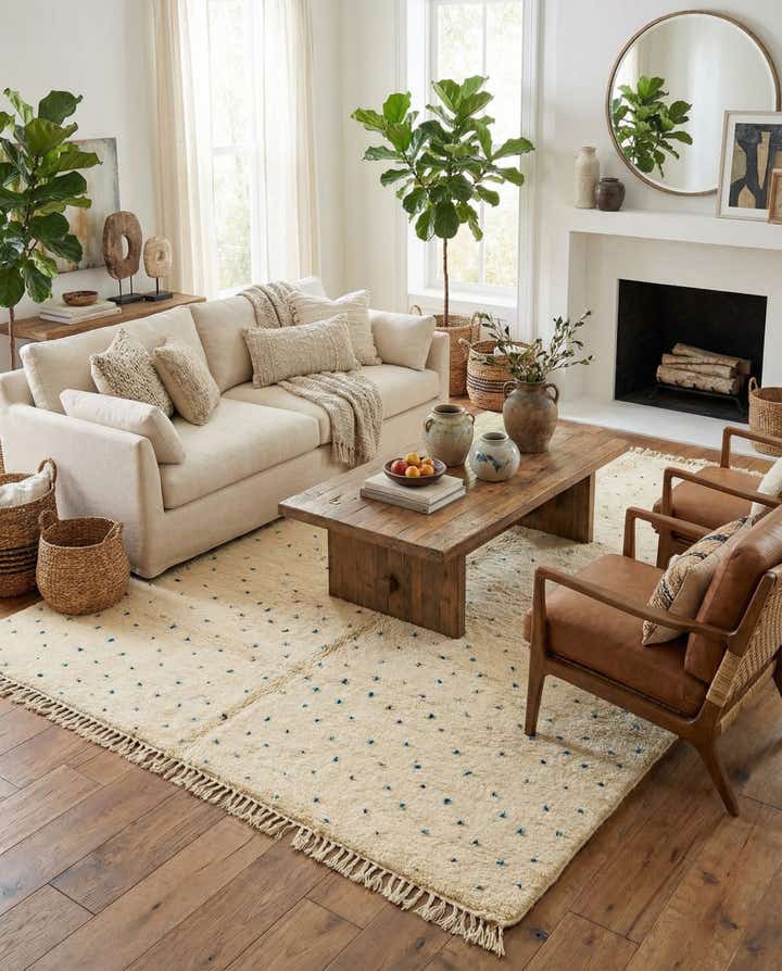 7' x 9' 9 Hand Knotted Moroccan Wool Rug