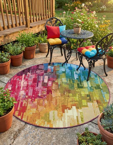 4' x 4' Easy-Clean Modern Indoor / Outdoor Round Rug