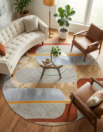 10' x 10' Easy-Clean Modern Indoor / Outdoor Round Rug