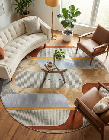 10' x 10' Easy-Clean Modern Indoor / Outdoor Round Rug