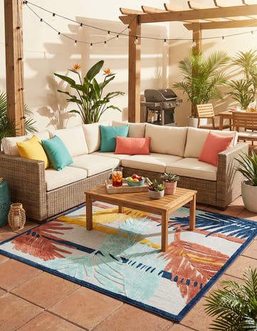 Gray Easy-Clean Belize Indoor / Outdoor Square Rug