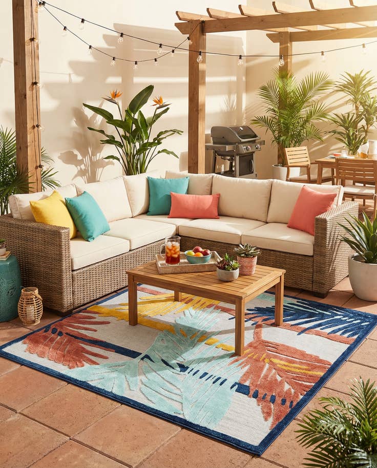 Detail image of 7' 10 x 7' 10 Easy-Clean Belize Indoor / Outdoor Square Rug