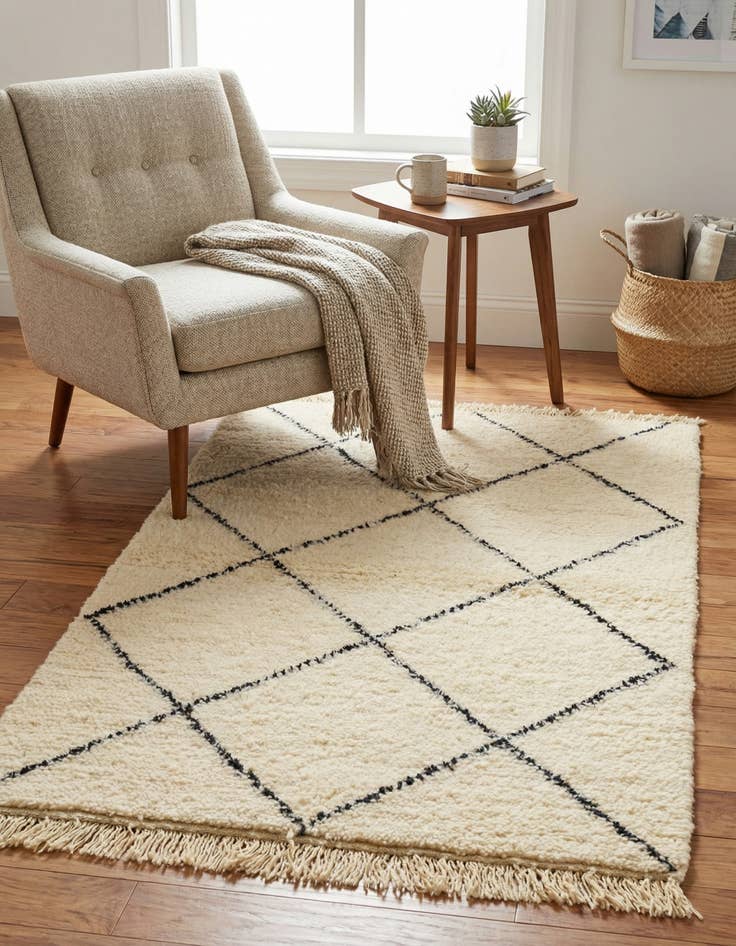 Detail image of  3' x 4' 10  Hand Knotted Moroccan Wool Rug