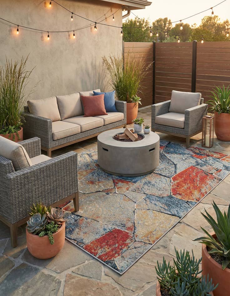 Detail image of 5' x 7' Easy-Clean Modern Indoor / Outdoor Rug