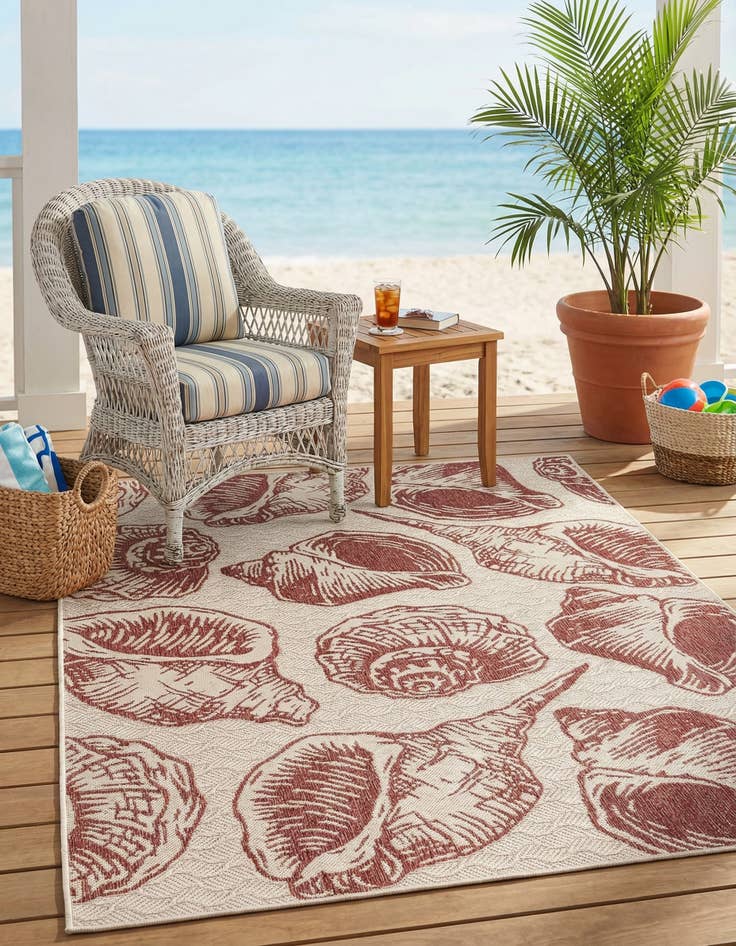Detail image of  5' 3 x 8'  Washable Coastal Indoor / Outdoor Rug
