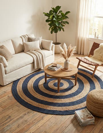 8' x 8' Handmade Braided Jute Round Rug
