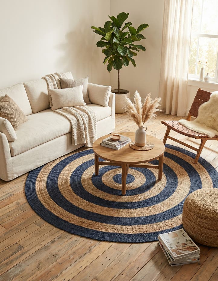 8' x 8' Handmade Braided Jute Round Rug