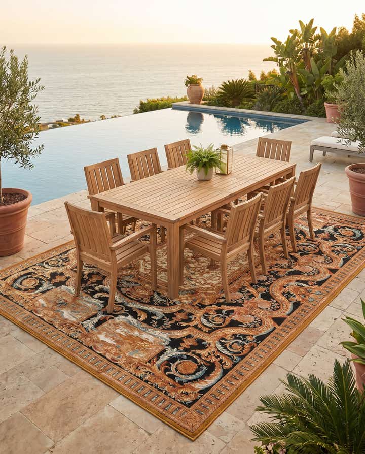9' x 12' Easy-Clean Traditional Indoor / Outdoor Rug