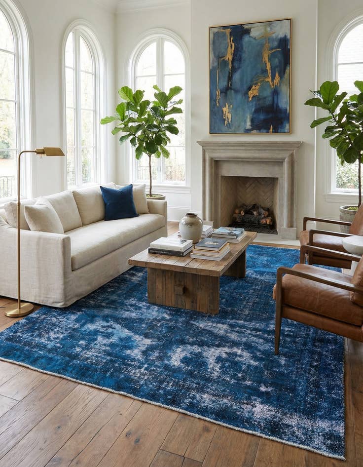 Detail image of 6' 8 x 9'  Hand Knotted Ultra Vintage Persian Wool Rug