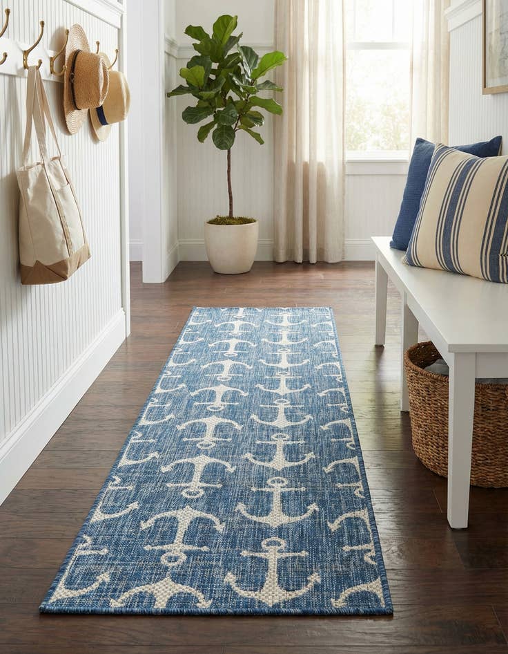Detail image of 2' x 8'  Washable Coastal Indoor / Outdoor Runner Rug