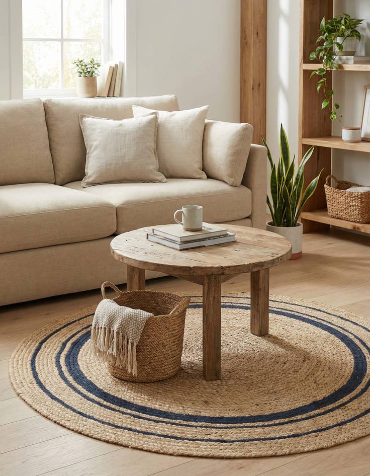 Detail image of 3' 3 x 3' 3  Hand Braided Jute Round Rug