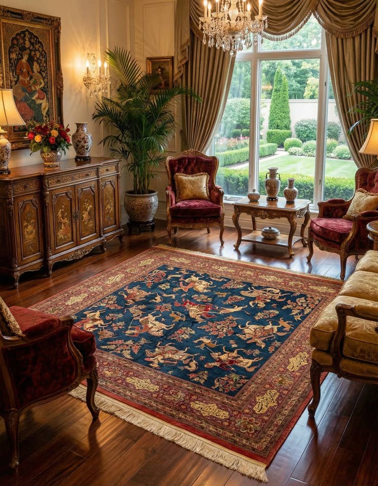 Detail image of 6' 2 x 6' 5 Ghom Silk Square Rug