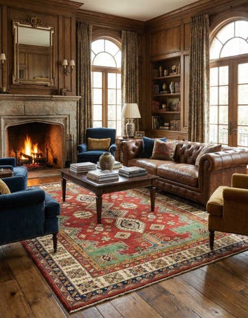 6' 7 x 9' 5 Hand Knotted Kazak Rug