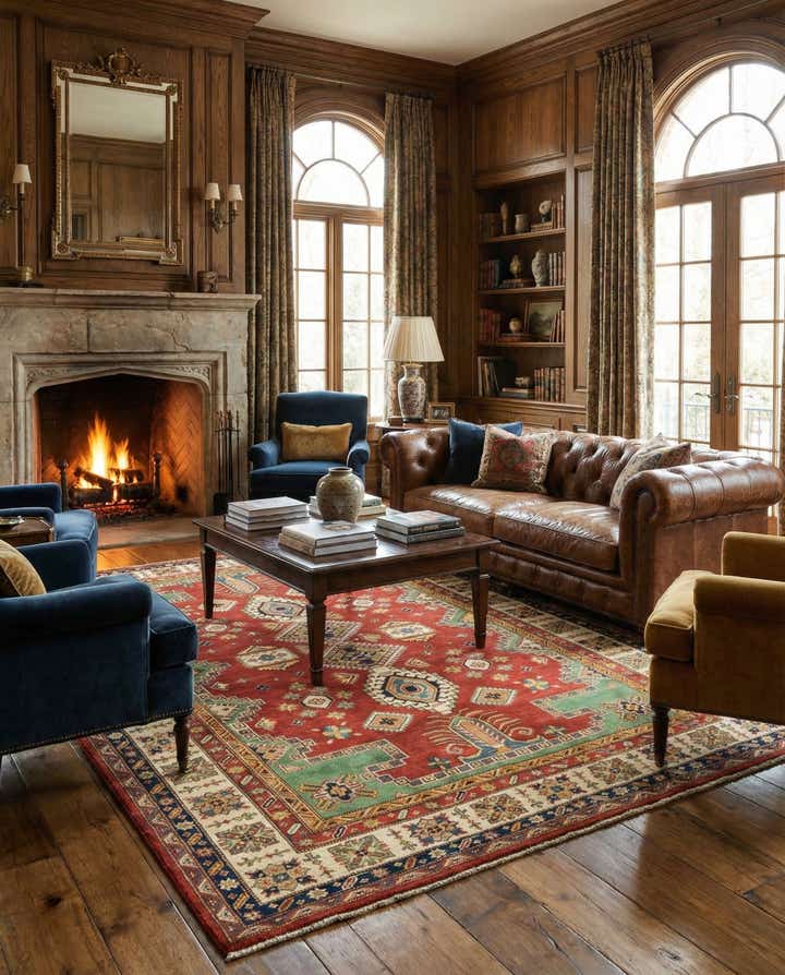 6' 7 x 9' 5 Hand Knotted Kazak Rug