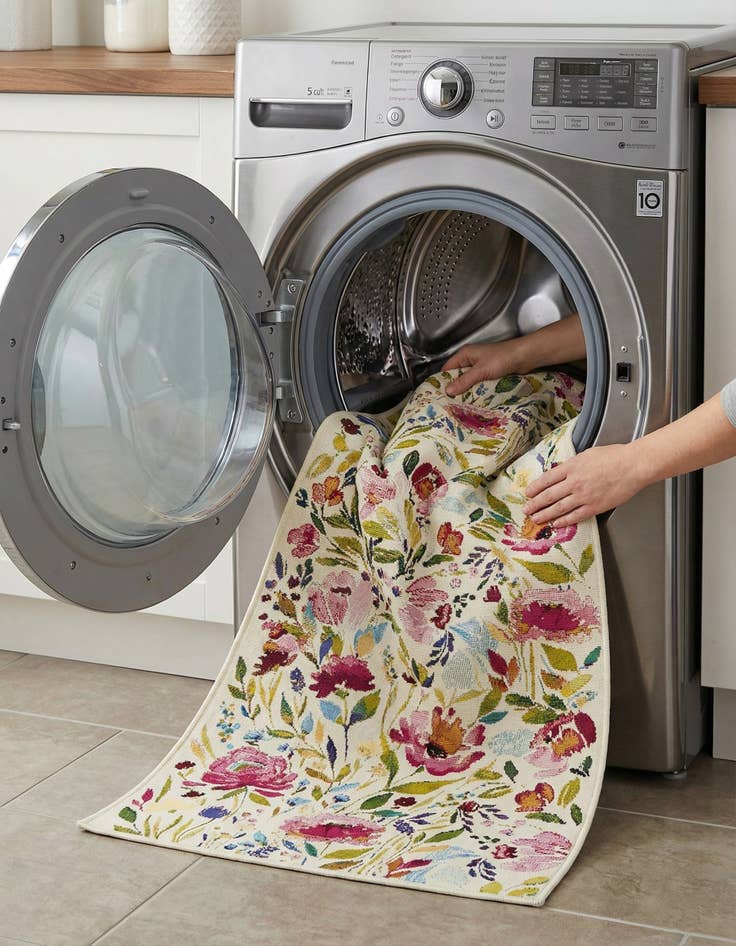 Detail image of  2' 7 x 12'  Washable Botanical Indoor / Outdoor Runner Rug