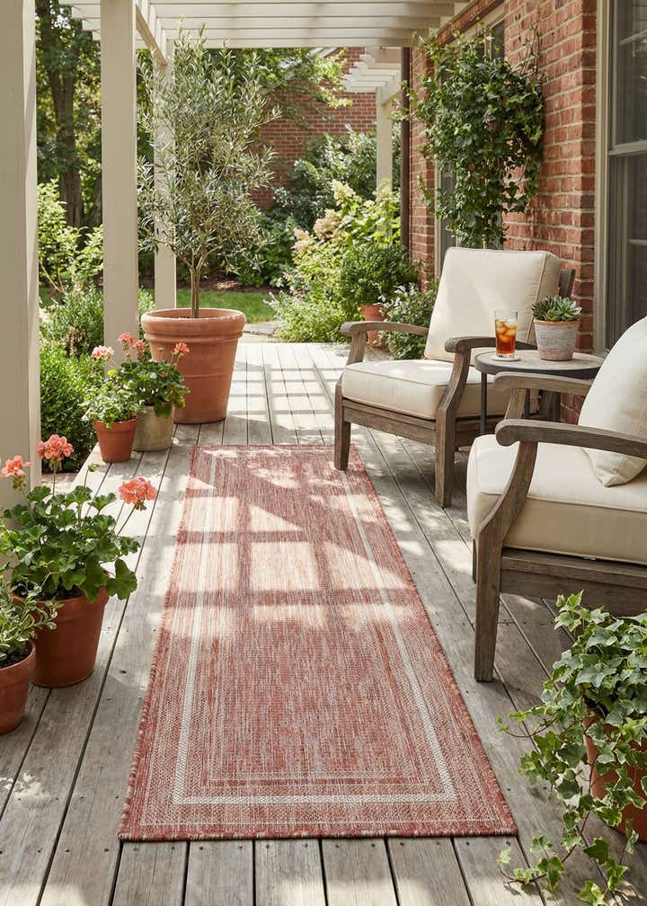 2' x 8' Easy-Clean Border Indoor / Outdoor Runner Rug