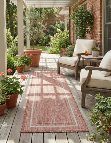 2' x 8' Easy-Clean Border Indoor / Outdoor Runner Rug