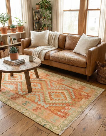 3' 2 x 5' Hand Woven Kilim Waziri Wool Rug
