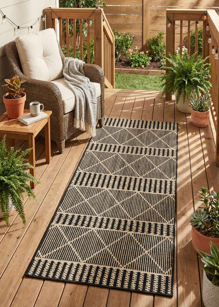 2' 7 x 5' 3 Easy-Clean Lattice Indoor / Outdoor Runner Rug