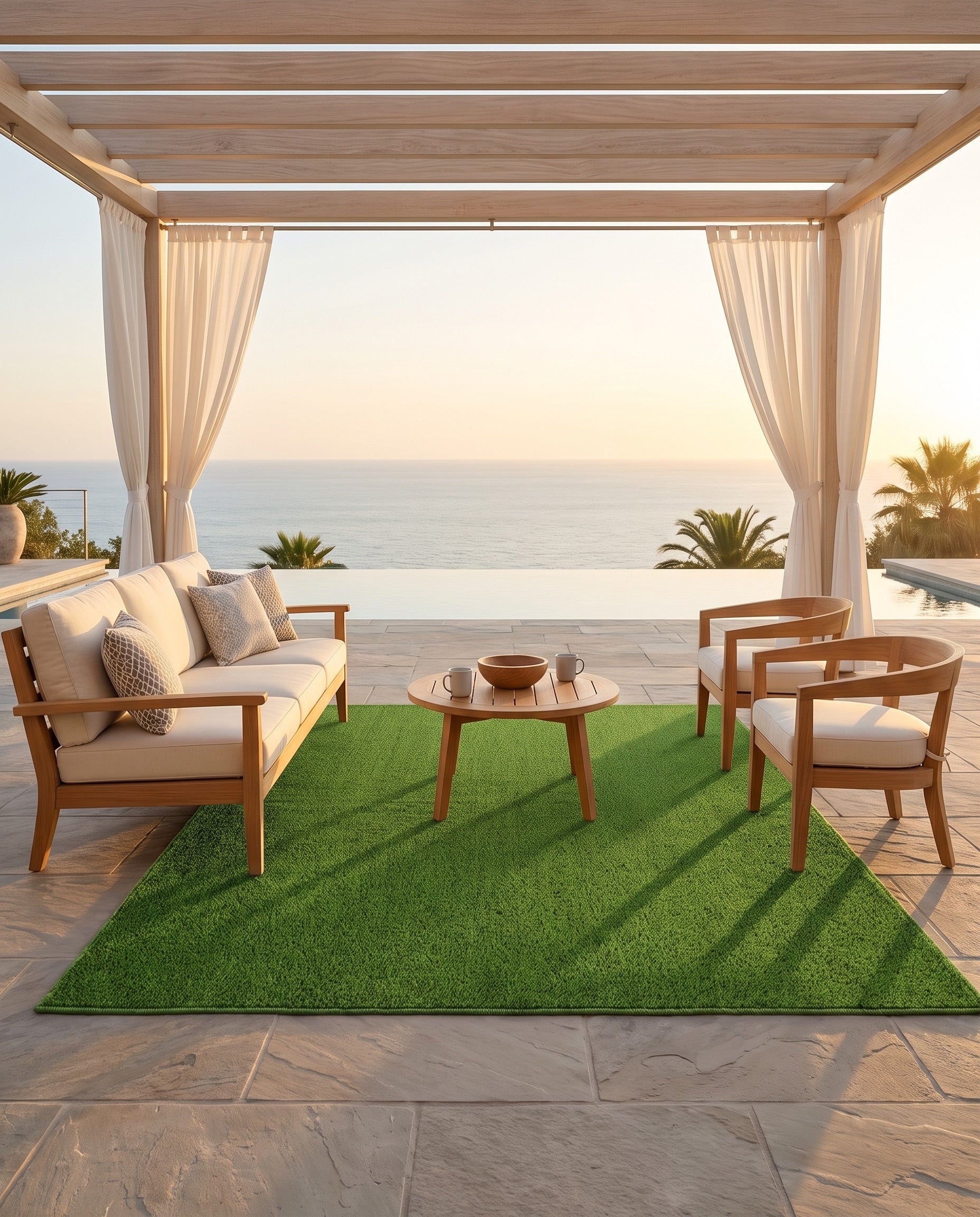 7' 10 x 10' Easy-Clean Grass Indoor / Outdoor Rug