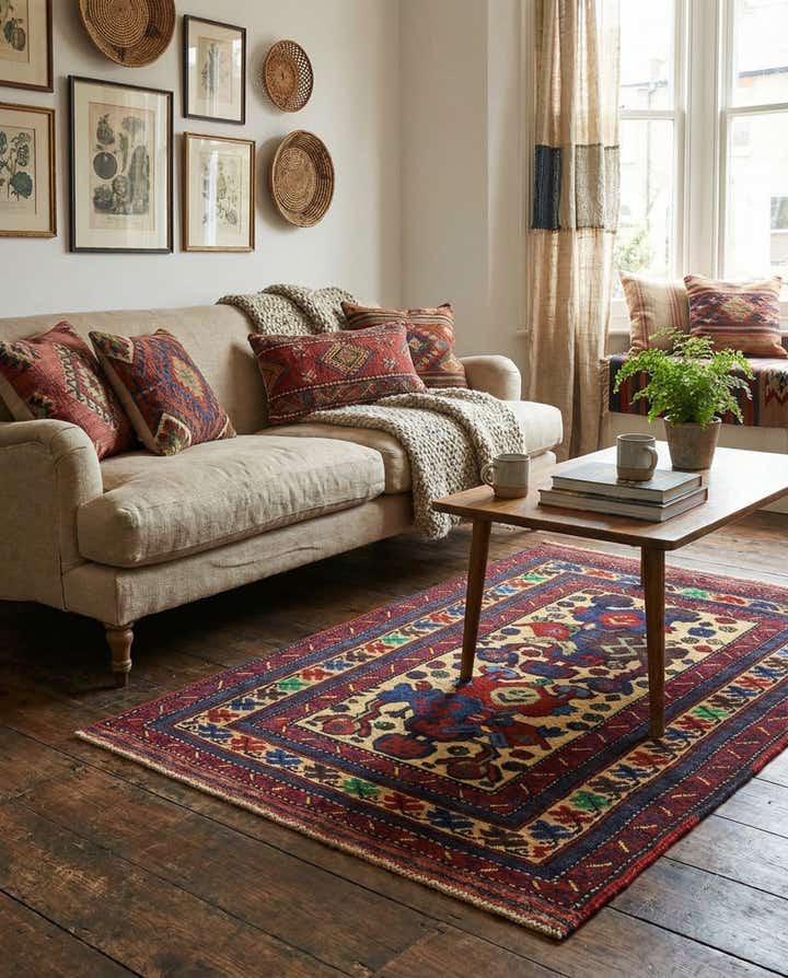 2' 11 x 4' 3 Hand Knotted Sumak Wool Rug