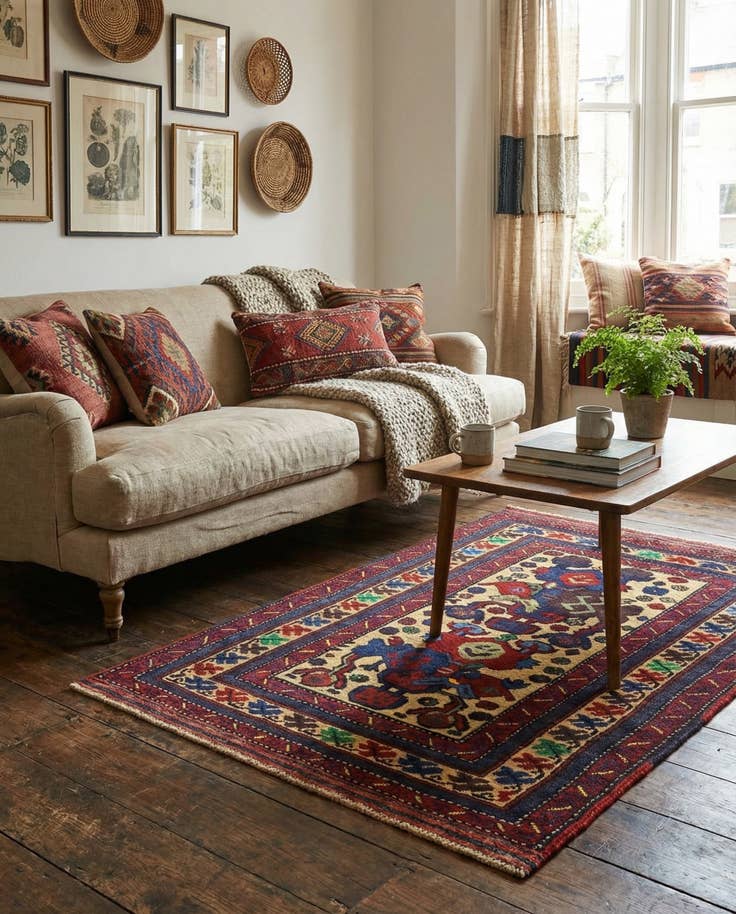 Detail image of 2' 11 x 4' 3 Hand Knotted Sumak Wool Rug