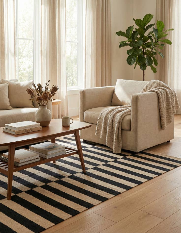 Detail image of 4' 2 x 5' 10  Hand Woven Kilim Modern Wool Rug