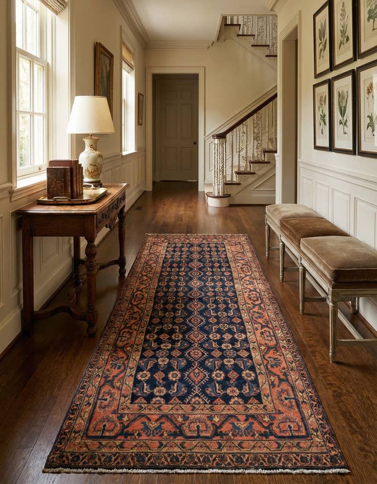 Detail image of 3' 6 x 10' 1 Hamedan Runner Rug