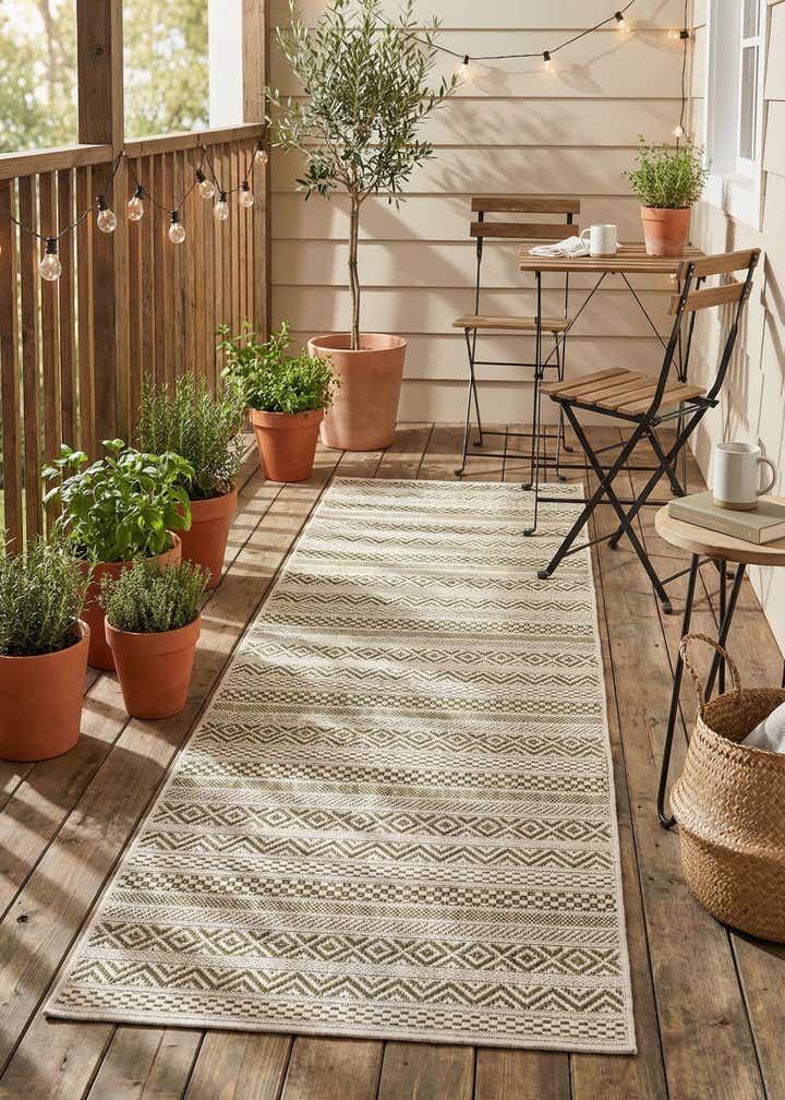 2' x 6' Easy-Clean Striped Indoor / Outdoor Runner Rug