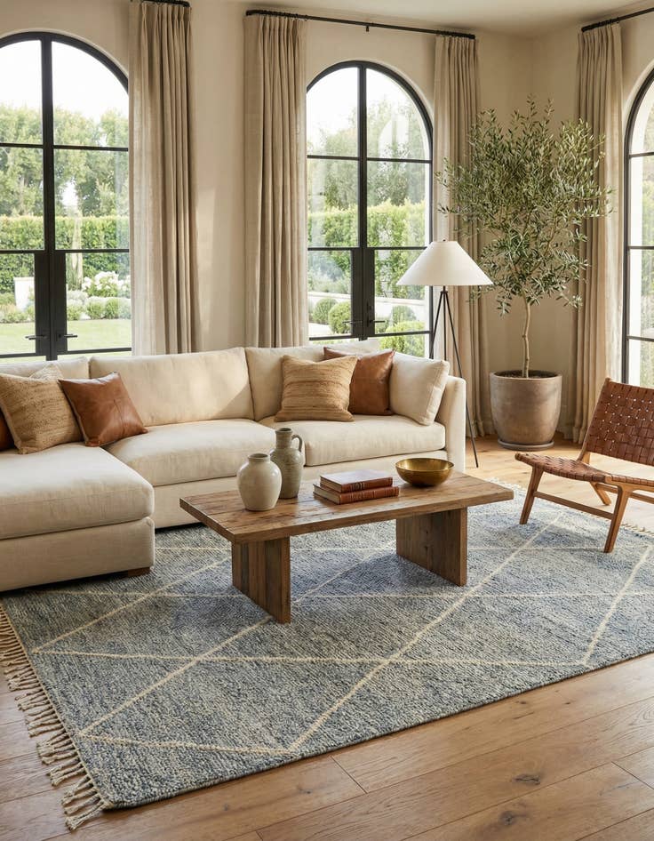 Detail image of 6' 10 x 9' 5  Hand Knotted Moroccan Wool Rug