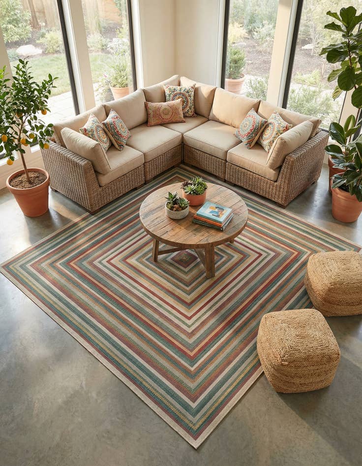 Detail image of 12' x 12'  Washable Baja Indoor / Outdoor Square Rug