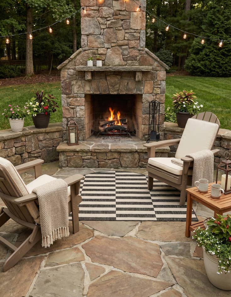 Detail image of 3' x 6' Easy-Clean Striped Indoor / Outdoor Hearth Rug