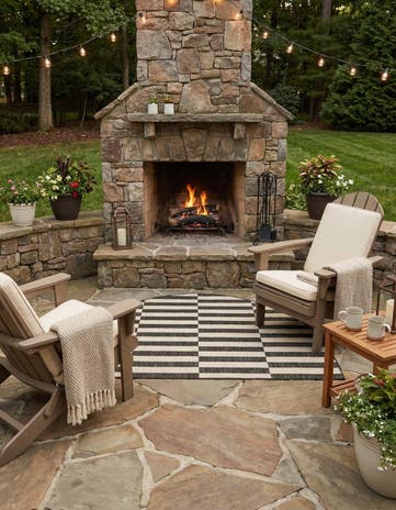 Charcoal Easy-Clean Ribbon Indoor / Outdoor Hearth Rug