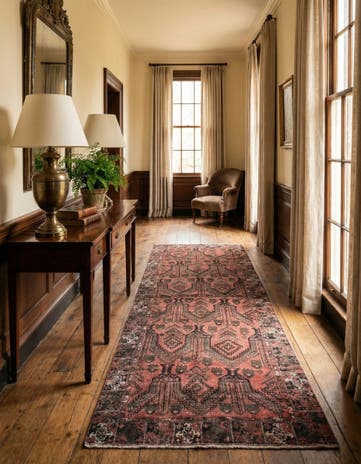 3' 9 x 9' 2 Hand Knotted Ultra Vintage Persian Wool Runner Rug