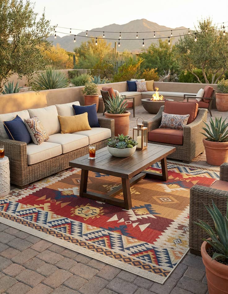 Detail image of 10' x 10' Easy-Clean Baja Indoor / Outdoor Square Rug
