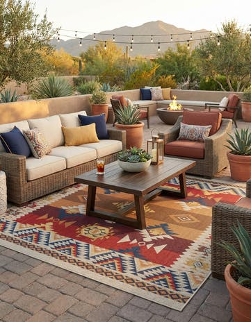 10' x 10' Easy-Clean Baja Indoor / Outdoor Square Rug