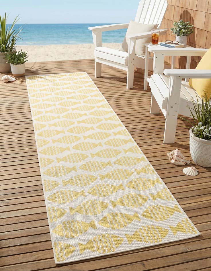 Detail image of  2' 7 x 12'  Washable Coastal Indoor / Outdoor Runner Rug