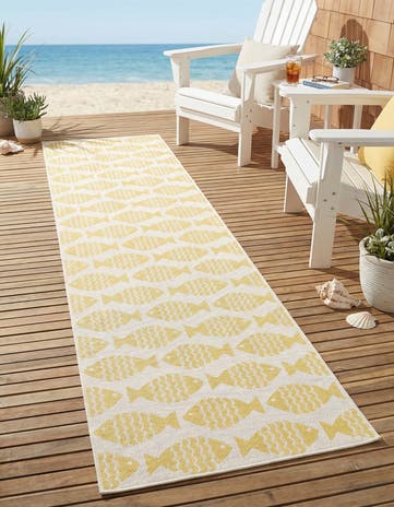 2' 7 x 12' Easy-Clean Coastal Indoor / Outdoor Runner Rug