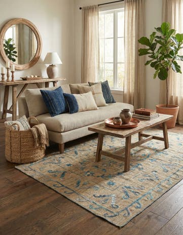 5' 6 x 7' 7 Hand Woven Kilim Suzani Wool Rug