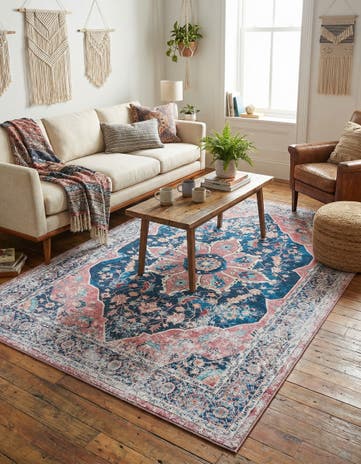 Navy Blue Washable Yara Rug