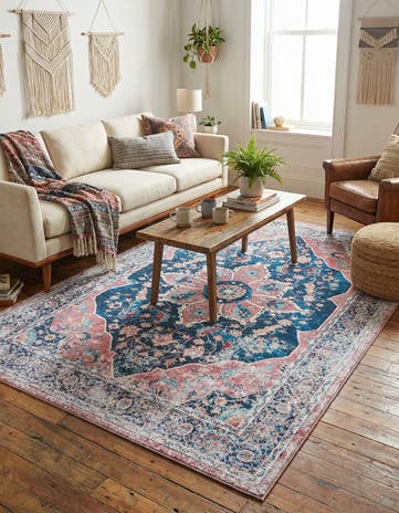 Navy Blue Washable Yara Rug