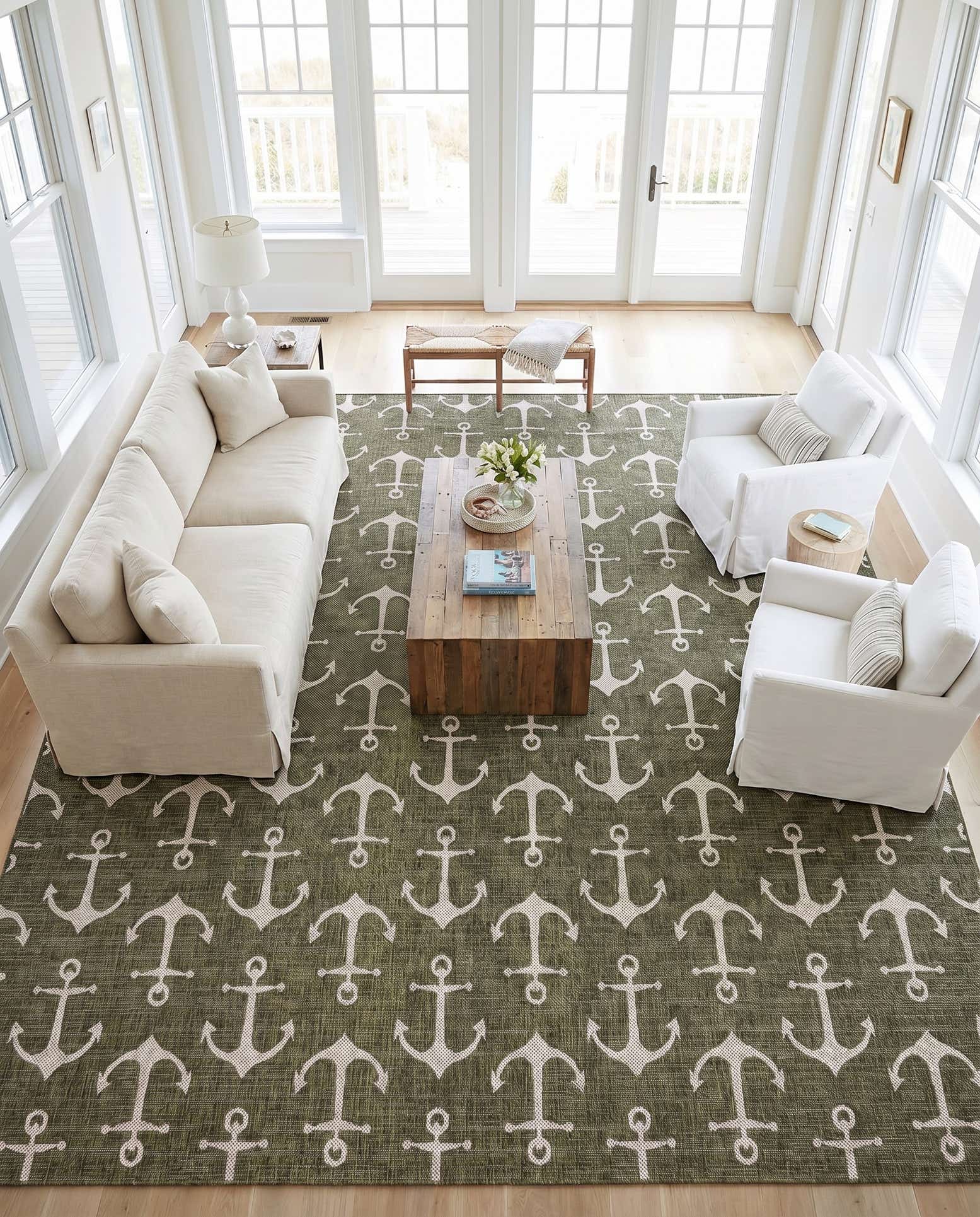 13' x 13' Easy-Clean Coastal Indoor / Outdoor Square Rug