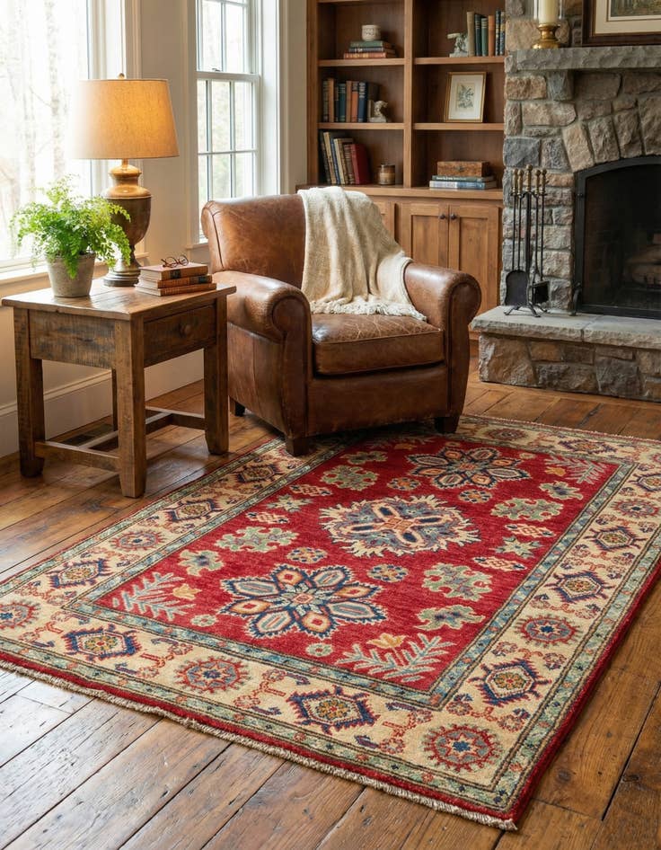 Detail image of 3' 4 x 5'  Hand Knotted Kazak Rug