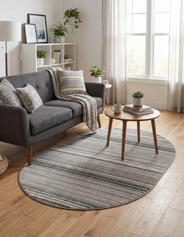 Gray Gemstone Oval Rug