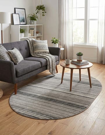 Gray Gemstone Oval Rug