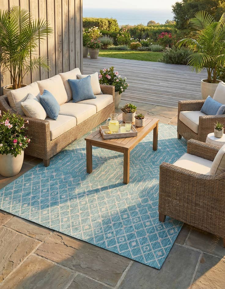 Detail image of  10' x 13'  Washable Lattice Indoor / Outdoor Rug