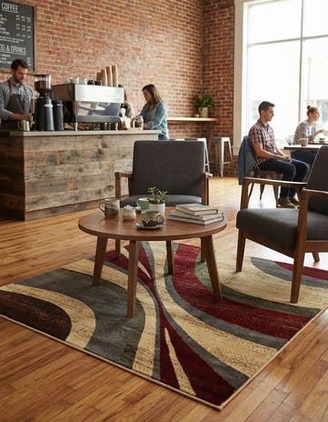 Beige Cafe Square Rug