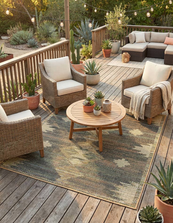 Detail image of  5' 3 x 5' 3  Washable Baja Indoor / Outdoor Square Rug