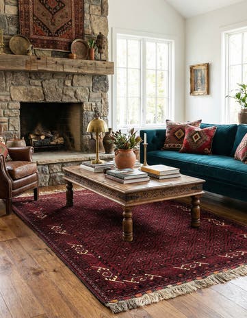3' 8 x 5' 8 Hand Knotted Afghan Akhche Wool Rug