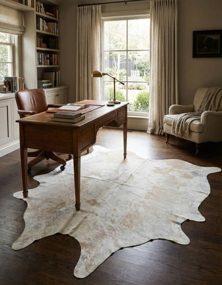 Detail image of 6' 7 x 6' 11 Cowhide Leather Square Rug